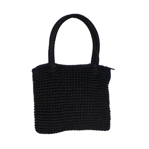 Vintage Y2K/90’s Hand Knit Small Black Pink Floral Mini Purse - Picture 2 of 2